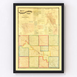 Vintage Map of Wapello County, Iowa 1870