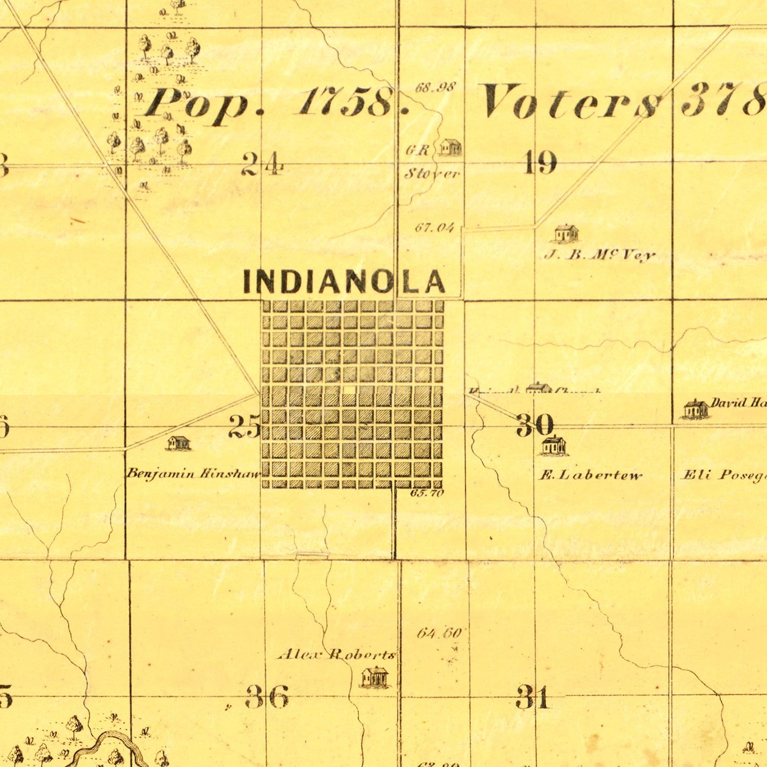 Vintage Map of Warren County, Iowa 1859