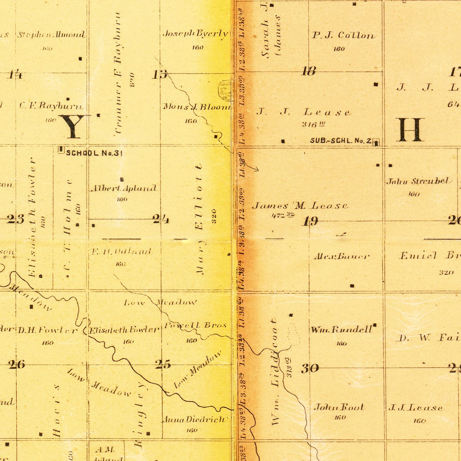 Vintage Map of Turner County, South Dakota 1893