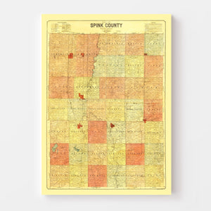 Vintage Map of Spink County, South Dakota 1899