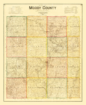 Vintage Map of Moody County, South Dakota 1896
