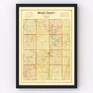 Vintage Map of Moody County, South Dakota 1896