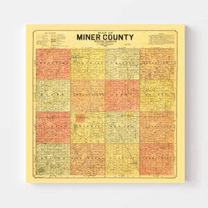 Vintage Map of Miner County, South Dakota 1898