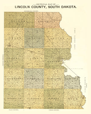Vintage Map of Lincoln County, South Dakota 1900