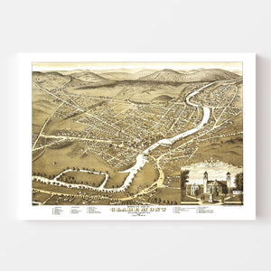 Vintage Map of Claremont, New Hampshire 1877
