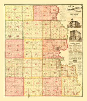 Vintage Map of Lincoln County, South Dakota 1892