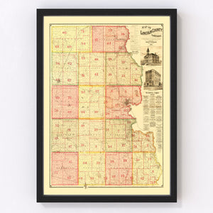Vintage Map of Lincoln County, South Dakota 1892