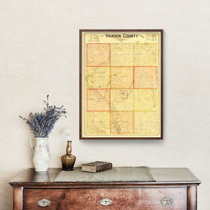 Vintage Map of Hanson County, South Dakota 1893