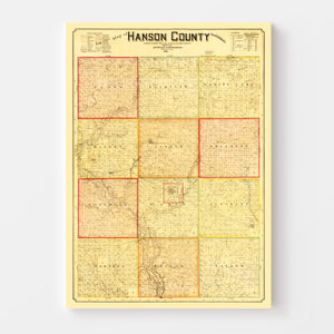 Vintage Map of Hanson County, South Dakota 1893