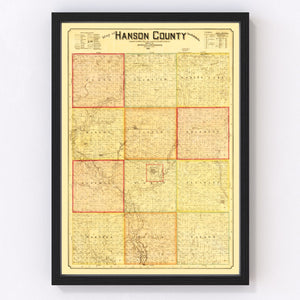 Vintage Map of Hanson County, South Dakota 1893
