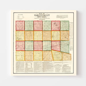 Vintage Map of Sargent County, North Dakota 1899