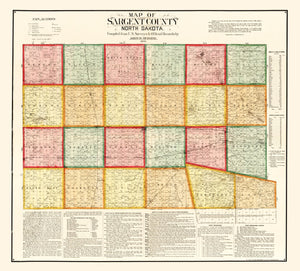 Vintage Map of Sargent County, North Dakota 1899
