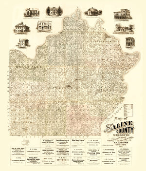 Vintage Map of Saline County, Missouri 1871