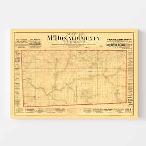 Vintage Map of McDonald County, Missouri 1884