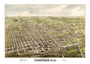 Vintage Map of Concord, New Hampshire 1875
