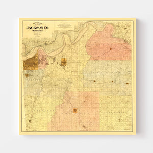 Vintage Map of Jackson County, Missouri 1887