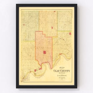 Vintage Map of Clay County, Missouri 1887