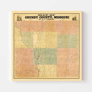 Vintage Map of Gundy County, Missouri 1890