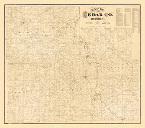 Vintage Map of Cedar County, Missouri 1879