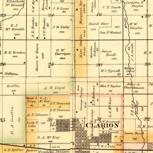 Vintage Map of Wright County, Iowa 1885