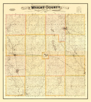 Vintage Map of Wright County, Iowa 1885
