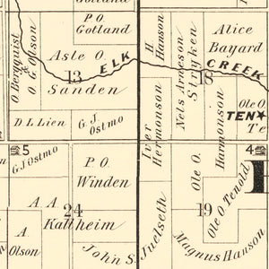 Vintage Map of Worth County, Iowa 1894