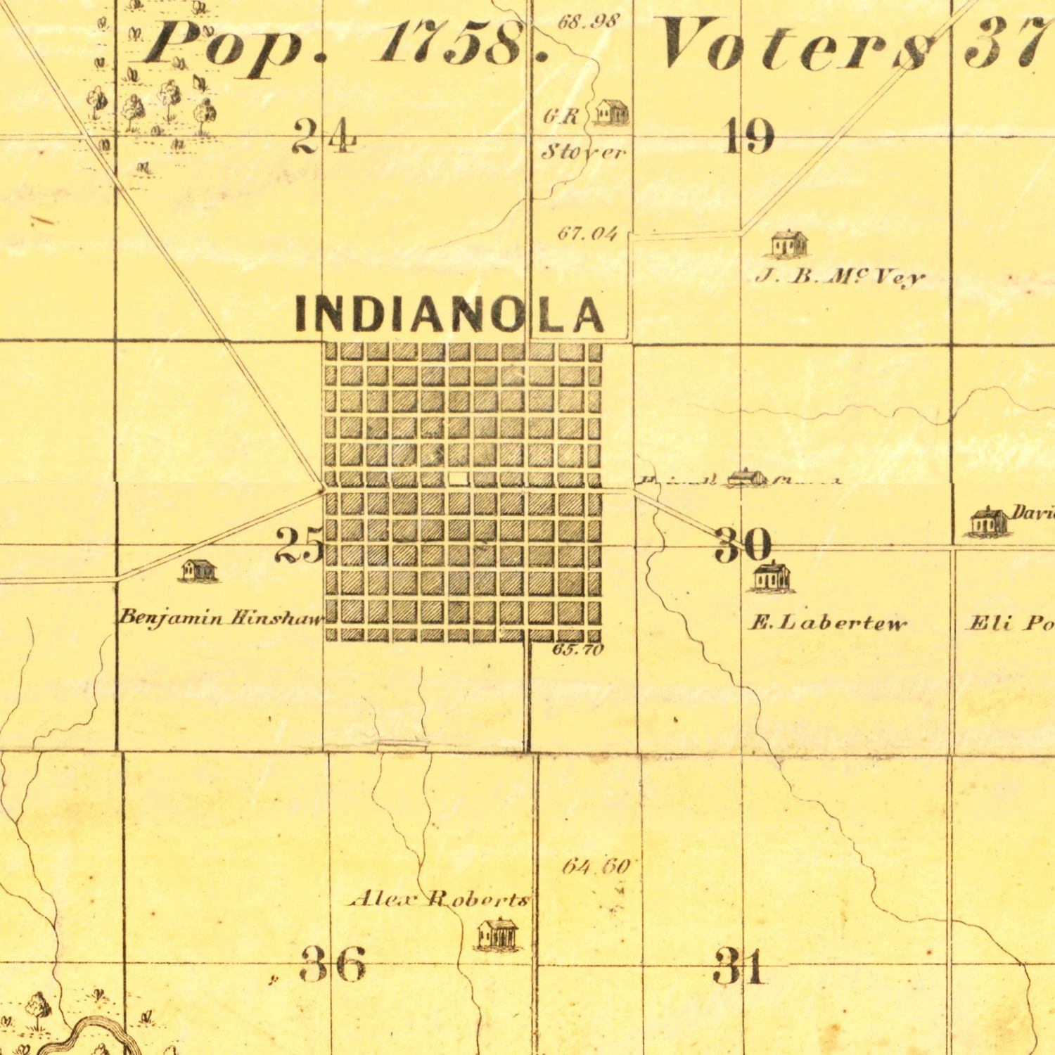 Vintage Map of Warren County, Iowa 1859