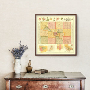 Vintage Map of Wapello County, Iowa 1893