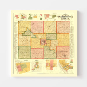 Vintage Map of Wapello County, Iowa 1893
