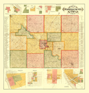 Vintage Map of Wapello County, Iowa 1893