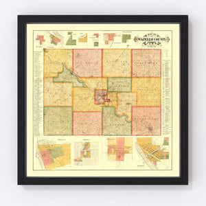 Vintage Map of Wapello County, Iowa 1893