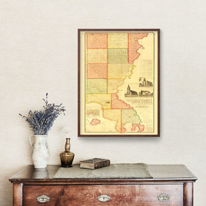 Vintage Map of Union County, South Dakota 1892