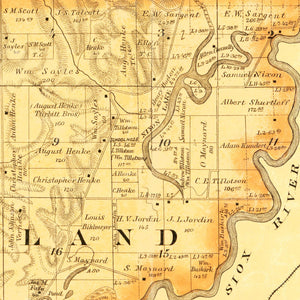 Vintage Map of Union County, South Dakota 1892