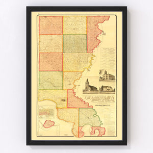 Vintage Map of Union County, South Dakota 1892