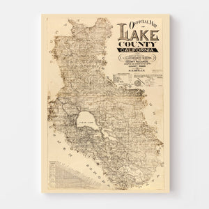 Vintage Map of Lake County, California 1892