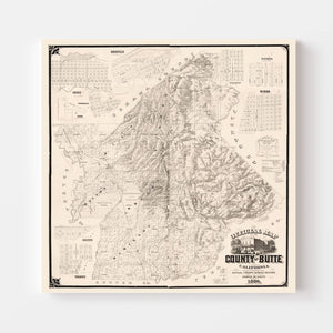 Vintage Map of Butte County, California 1886