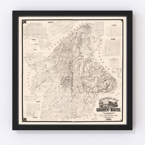 Vintage Map of Butte County, California 1886