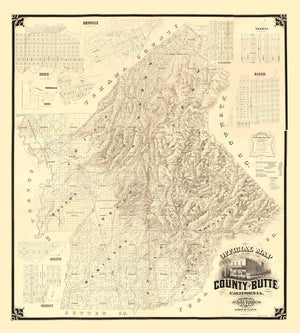 Vintage Map of Butte County, California 1877