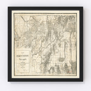Vintage Map of Elko County, Nevada 1894