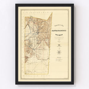 Vintage Map of Santa Fe County, New Mexico 1888