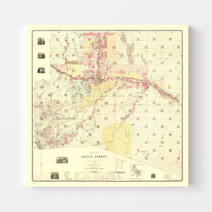 Vintage Map of Pueblo County, Colorado 1888