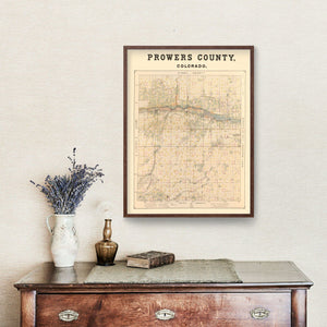 Vintage Map of Prowers County, Colorado 1889