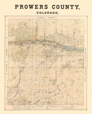 Vintage Map of Prowers County, Colorado 1889