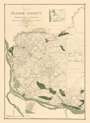 Vintage Map of Clark County, Washington 1888