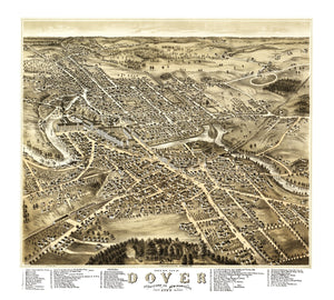 Vintage Map of Dover, New Hampshire 1877
