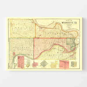 Vintage Map of Wyandotte County, Kansas 1887