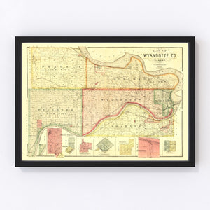 Vintage Map of Wyandotte County, Kansas 1887
