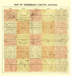 Vintage Map of McPherson County, Kansas 1898