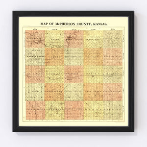 Vintage Map of McPherson County, Kansas 1898
