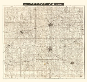 Vintage Map of Harper County, Kansas 1893